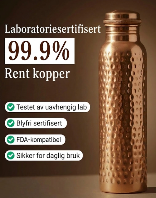 Kopparflaska® Drikk rent vann fra en flaske som helbreder kroppen fra innsiden