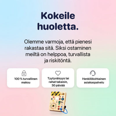 Montessori-aktivitetsbrett i tre med brytere og fargede lys