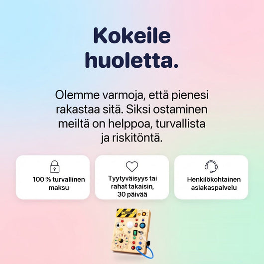 Montessori-aktivitetsbrett i tre med brytere og fargede lys