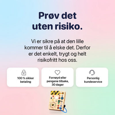 Montessori-aktivitetsbrett i tre med brytere og fargede lys