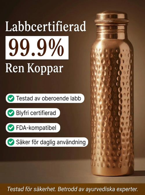 Velora Certifierad  Kopparflaska® Drick rent vatten från en flaska som läker kroppen inifrån