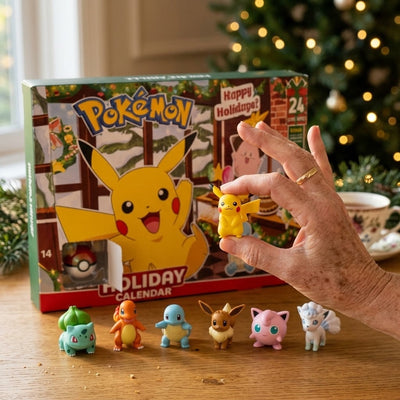 Pokémon-figurer fra kalenderen på bordet
