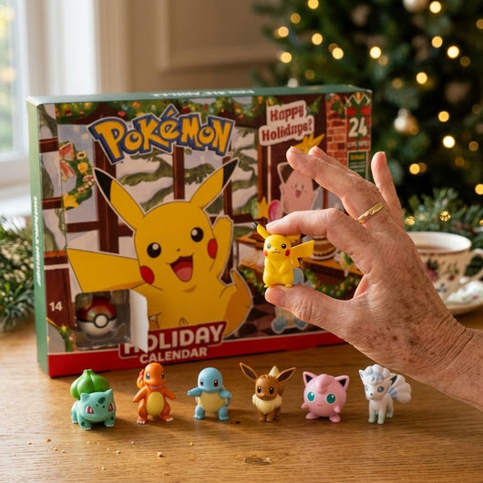 Pokémon-figurer fra kalenderen på bordet