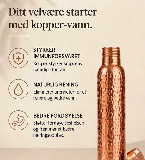 Kopparflaska® Drikk rent vann fra en flaske som helbreder kroppen fra innsiden
