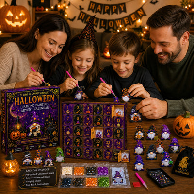 Diamond Painting Adventskalender 2026 | 31 Halloween-nisser å lage selv