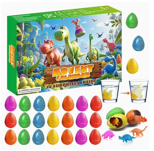 Dinoägg adventskalender med 24 ägg och kläckta dinosaurier