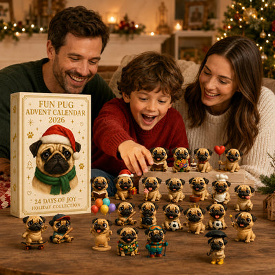 Mops Adventskalender 2026 | 24 olika mopsfigurer