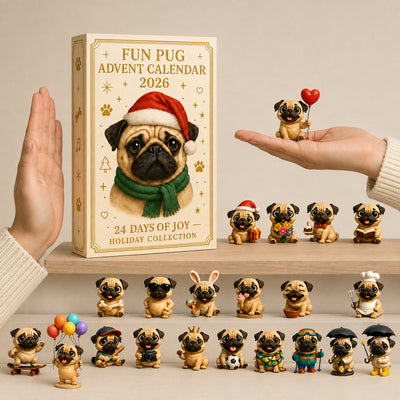 Mops Adventskalender 2026 | 24 olika mopsfigurer