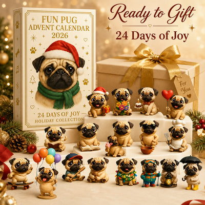 Mops Adventskalender 2026 | 24 olika mopsfigurer