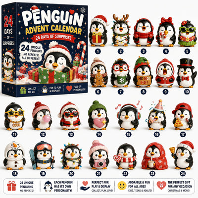Pingvin Adventskalender 2026 | 24 olika pingvinfigurer