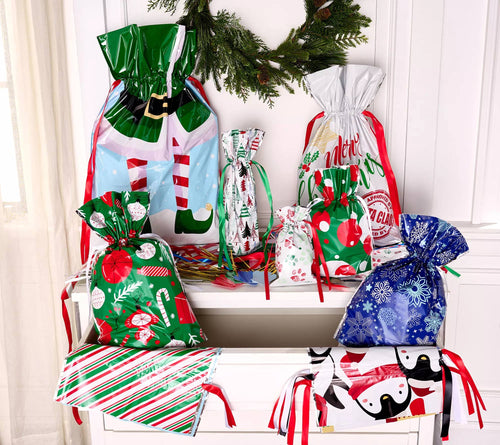 Presentpåsar med etiketter | Slå aldrig in en julklapp igen