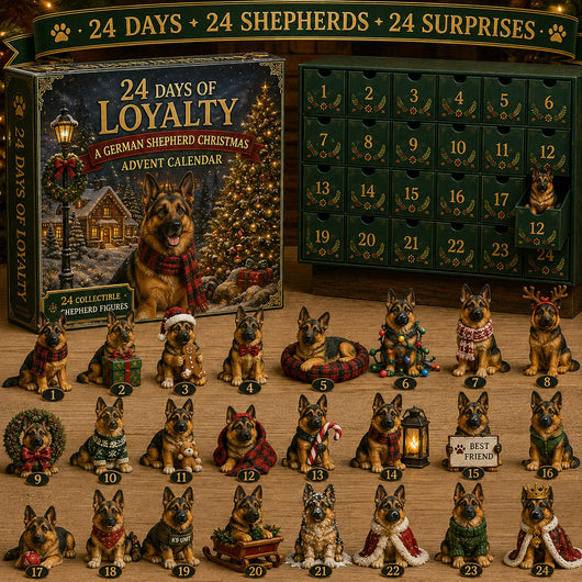 Schäferhund Adventskalender 2026 | 24 forskjellige schäferfigurer